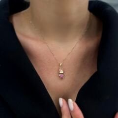 Pembe Taşlı Oyuncak Kolye Ucu- KLU0670