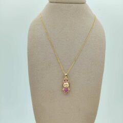 Pembe Taşlı Oyuncak Kolye Ucu- KLU0670