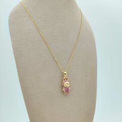 Pembe Taşlı Oyuncak Kolye Ucu- KLU0670