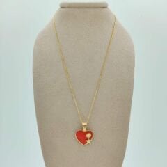 Turuncu Mineli Kalp Kolye Ucu- KLU0671
