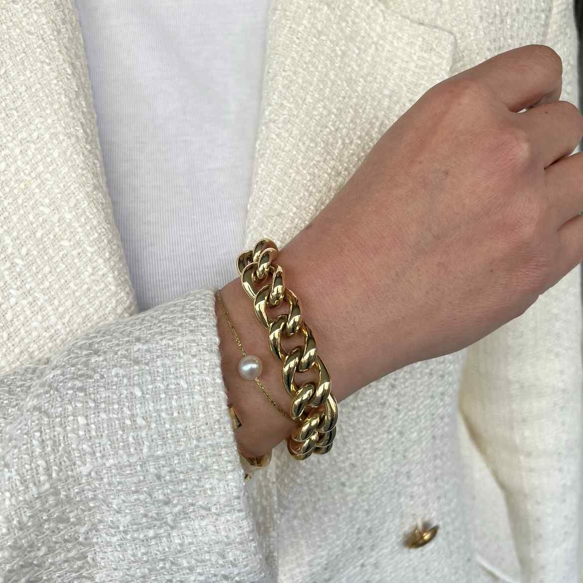 Gurmet Zincir Bileklik 14 Ayar Altın - Kalın