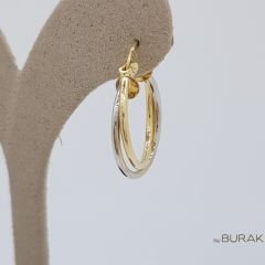 Çift Renk Altın Halka Küpe - 2 Halka