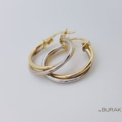 Çift Renk Altın Halka Küpe - 2 Halka