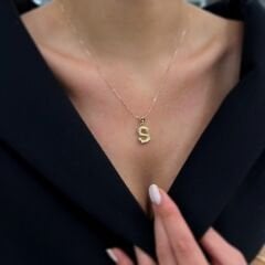 S Harfi Taşlı Kolye Ucu - KLU0676