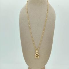 S Harfi Taşlı Kolye Ucu - KLU0676