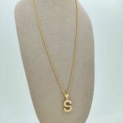 S Harfi Taşlı Kolye Ucu - KLU0676