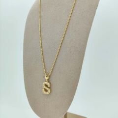 S Harfi Taşlı Kolye Ucu - KLU0676