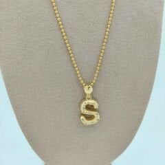 S Harfi Taşlı Kolye Ucu - KLU0676