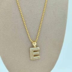 E Harfi Taşlı Kolye Ucu - KLU0680