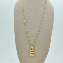 E Harfi Taşlı Kolye Ucu - KLU0679