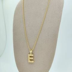 E Harfi Taşlı Kolye Ucu - KLU0679