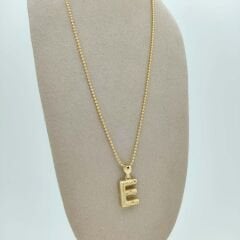 E Harfi Taşlı Kolye Ucu - KLU0679