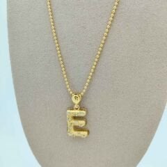 E Harfi Taşlı Kolye Ucu - KLU0679