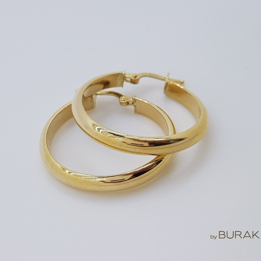 Sarı Altın Halka Küpe – Klasik Form