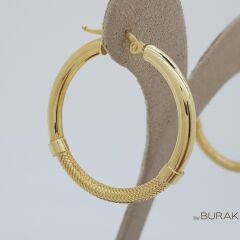 Hasır Doku Detaylı Halka Küpe