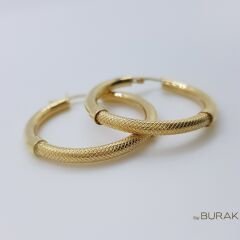 Hasır Doku Detaylı Halka Küpe