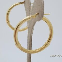 Hasır Doku Detaylı Halka Küpe