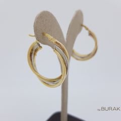 Çift Renk Altın Halka Küpe-3 Halka