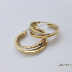 Çift Renk Altın Halka Küpe-3 Halka