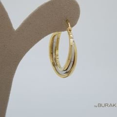 Çift Renk Altın Halka Küpe-3 Halka