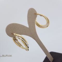 Çift Renk Altın Halka Küpe-3 Halka