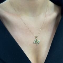 M Harfi Taşlı Kolye Ucu - KLU0678