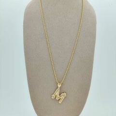 M Harfi Taşlı Kolye Ucu - KLU0678