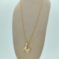 M Harfi Taşlı Kolye Ucu - KLU0678