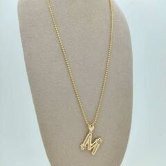 M Harfi Taşlı Kolye Ucu - KLU0678