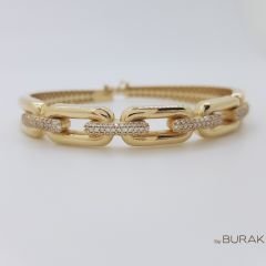 Taşlı Halkalı Kelepçe Altın