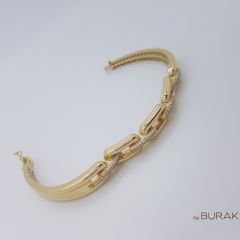 Taşlı Halkalı Kelepçe Altın