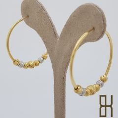 Dorikalı Halka Küpe - Çift Renk Altın