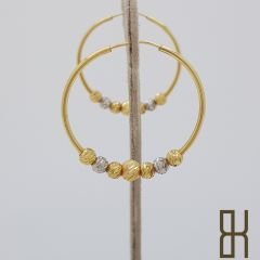 Dorikalı Halka Küpe - Çift Renk Altın