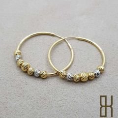 Dorikalı Halka Küpe - Çift Renk Altın