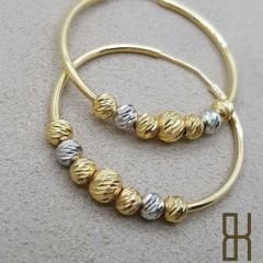 Dorikalı Halka Küpe - Çift Renk Altın