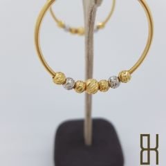 Dorikalı Halka Küpe - Çift Renk Altın