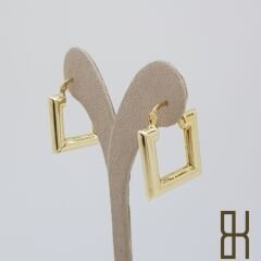 Kare Halka Küpe - Sarı Renk Altın