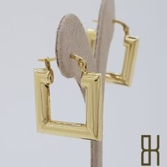 Kare Halka Küpe - Sarı Renk Altın