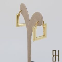 Kare Halka Küpe - Sarı Renk Altın