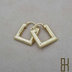 Kare Halka Küpe - Sarı Renk Altın