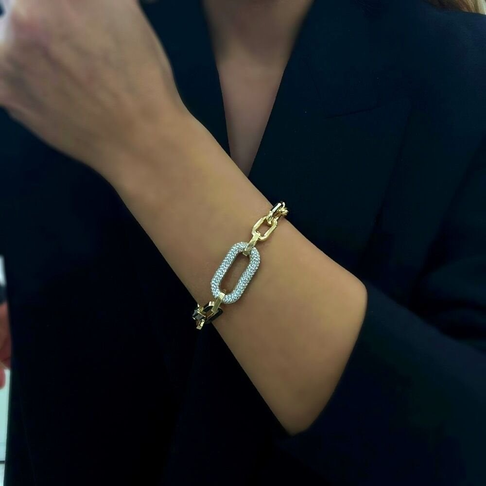 Taşlı Ataç Zincir Bileklik- BLK1043