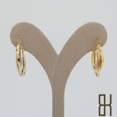 Üçlü Halka Küpe - Üç Renk Altın