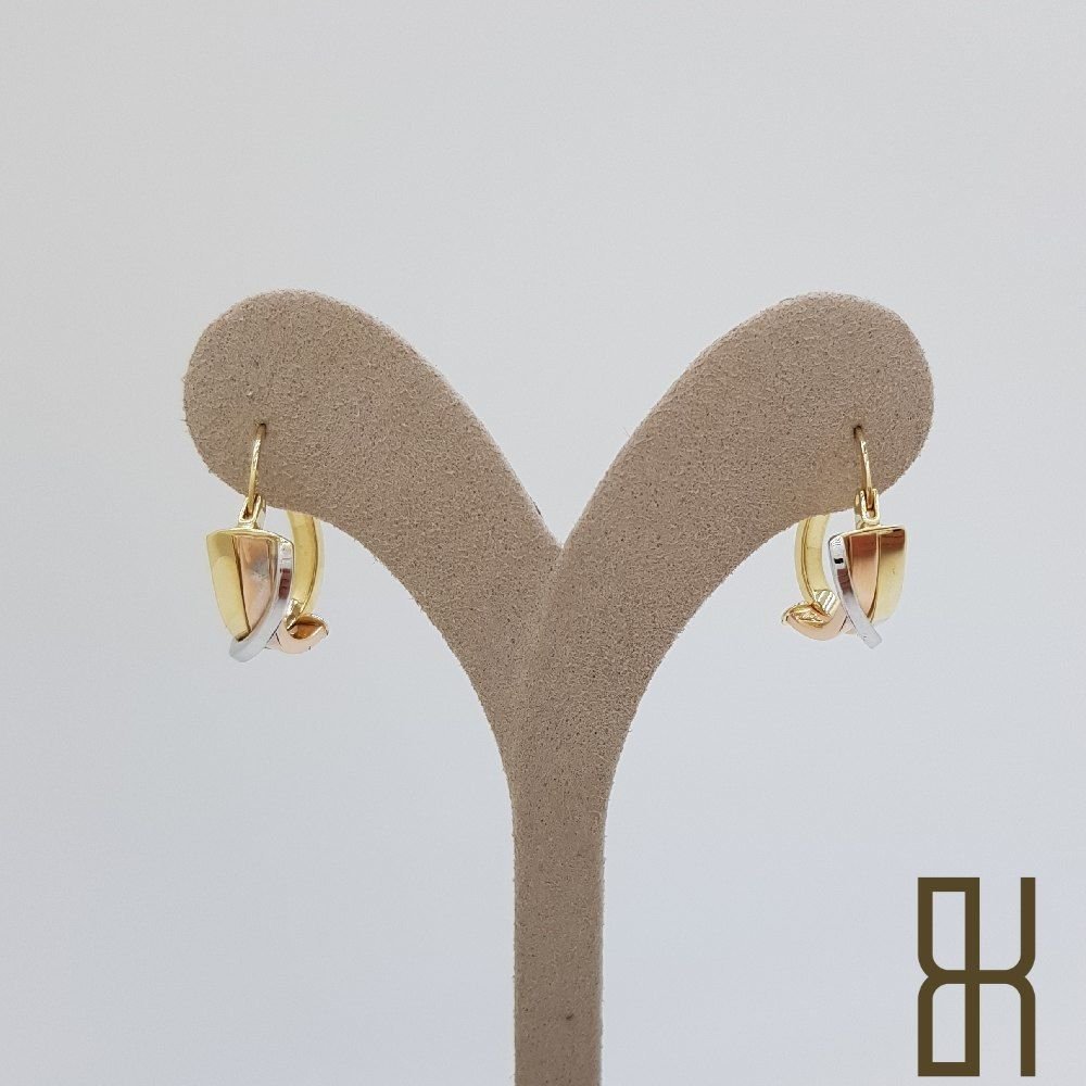 Üçlü Halka Küpe - Üç Renk Oval Form