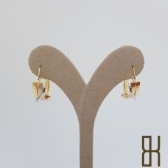 Üçlü Halka Küpe - Üç Renk Oval Form