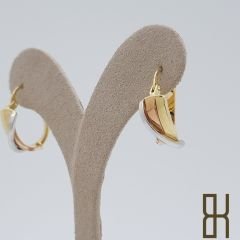 Üçlü Halka Küpe - Üç Renk Oval Form