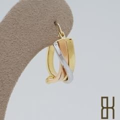 Üçlü Halka Küpe - Üç Renk Oval Form