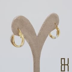 İkili Halka Küpe - Sarı ve Beyaz Altın