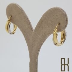 İkili Halka Küpe - Sarı ve Beyaz Altın