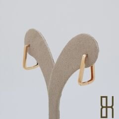 Köşeli Halka Küpe - Rose Renk Altın