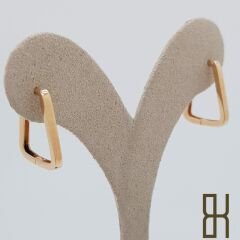 Köşeli Halka Küpe - Rose Renk Altın